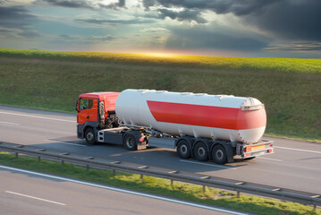 Wall Mural - Road Fuel Oil Tanker Truck Sustainable Carrier Transporter