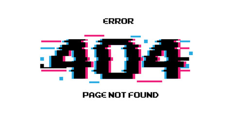 404 not found with error message. Glitch style. glitchy text.	