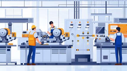 Leinwandbilder - Mechanical Engineers Examining Components in Workshop for Innovative Solutions