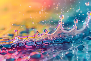 Wall Mural - Abstract colorful liquid water splash background. Macro photography.