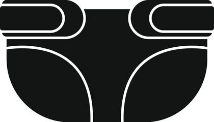 Poster - Black silhouette of a classic baby diaper with rounded edges