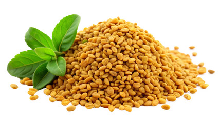 Healthy spice fenugreek seed on white or transparent background