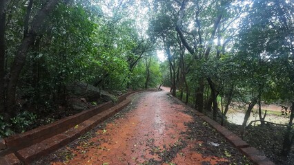 Wall Mural - Idyllic hiking route in Matheran hill station, showcasing the beauty of the surrounding nature