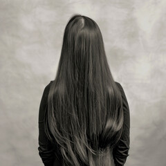 Wall Mural - back of female long hair on white background