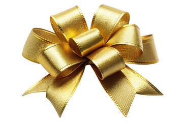 beautiful golden ribbon bow, perfect for gift wrapping and decoration. isolated on transparent backg