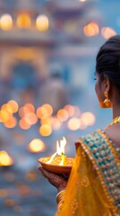 Devotees celebrating Diwali with fireworks, festival of lights