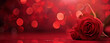 © Sebelas Studio - Abstract red background with heart shaped rose and bokeh lights for Valentines Day banner