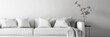 © Anat art - A white sofa with plush pillows, a throw blanket, and a vase of dried flowers in a modern living room. Generative AI
