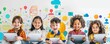 © Georgii - Diverse group of children smiling with tablets in digital learning environment