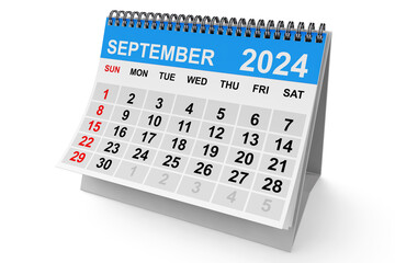 Poster - 2024 Year September Calendar. 3d Rendering