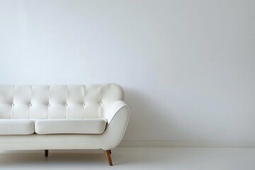 Aufkleber - A white sofa sits in front of a white wall. Generative AI