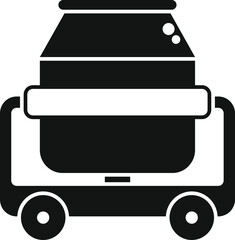 Sticker - Black silhouette of a concrete mixer truck working on a building site