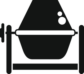 Sticker - Black silhouette of a concrete mixer standing on a metal frame, typically used in construction for mixing cement