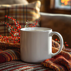 Wall Mural - White Mug with Festive Decor