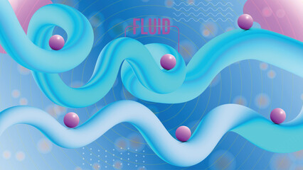 Poster - Abstract & Colorful background with 3d fluid shapes.