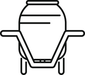 Poster - Line drawing of a concrete mixer using a wheelbarrow as support, ideal for construction and building projects