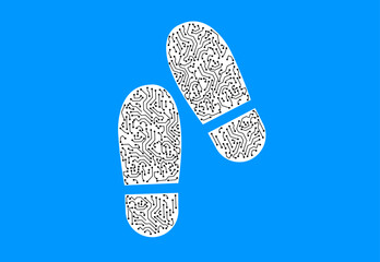 Digital footprint in cyberspace circuit binary illustration