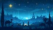 © Neuropixel - A serene night scene depicting a nativity setting with silhouetted figures, camels, and a starry sky, evoking a sense of peace and wonder
