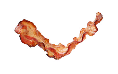 Wall Mural - Slice of tasty fried bacon isolated on white