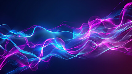 abstract background with neon lightning and waves of energy in blue