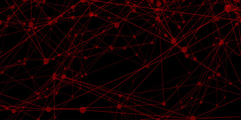 Abstract technology connection red network of particles and lines. Global network Futuristic grid artificial intelligence connections. Plexus of lines and dots and connected particles Vector	
