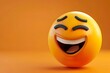 © Ben Kuang - 3D illustration of a laughing emoji face on an orange background.