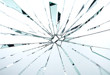 Wall Mural - broken glass fracture texture isolated white background high resolution high details vibrant