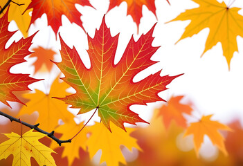Wall Mural - colorful maple leaf autumn isolated white background fall season foliage texture high resolution high details vibrant