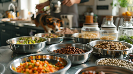 Wall Mural - different food options on dog food table