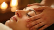 © vrozhko - Face massage session closeup in spa center with bokeh background