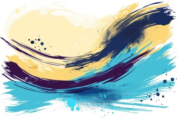 Wall Mural - dynamic abstract brush strokes in yellow black and teal representing creativity art and expression s