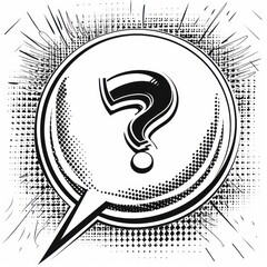 speech bubble with question mark in black and white