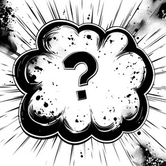 speech bubble with question mark in black and white