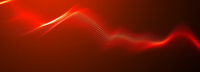 Wall Mural - Abstract digital particle wave. Technology background. Futuristic dot wave. Network connection structure. Presentation design background. Technology or science banner. 3d rendering.