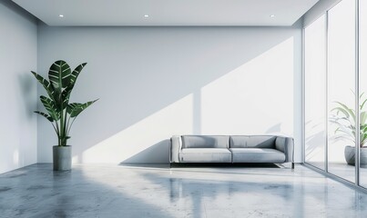 minimal living room with empty wall