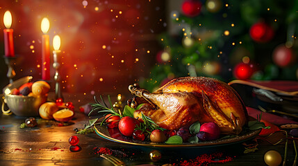 Wall Mural - Roasted Chicken and Turkey Dinner