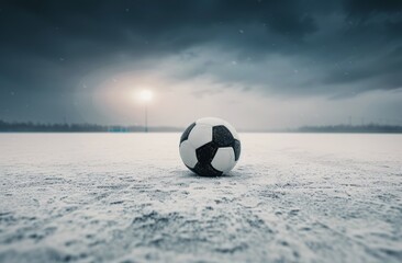 Canvas Print - Soccer Ball on a Snowy Field