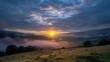 © MAGNIFIER - Sunrise breaking through morning clouds over a valley, fresh start to the day, dawn light