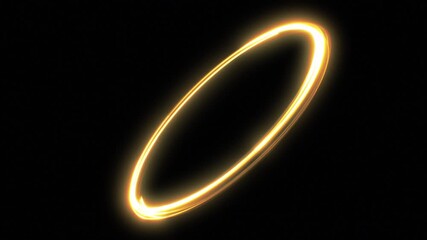 Wall Mural - Golden Light Trails Forming Circle for Text and Logo Seamless. Gold Strokes Flying Around Ring on Black Background Loopable 3d Animation. Glowing Fire Streaks Moving Fast 4k UHD 3840x2160.