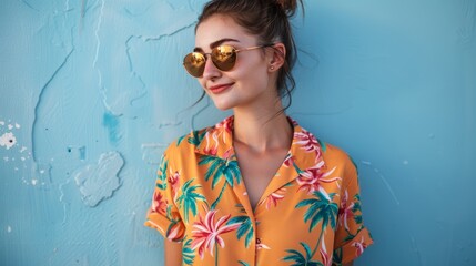 Poster - portrait of a woman in sunglasses