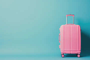 Luggage bag on blue background. Travel concept