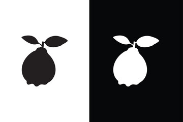 Wall Mural - Guava icon silhouette, Fruit icon, Set of fruit isolated on white black background