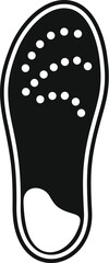 Canvas Print - Black and white icon of an orthopedic insole, highlighting its features and benefits for foot health