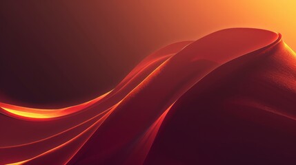 Vibrant red and orange abstract background with flowing wavy shapes evoking depth and motion