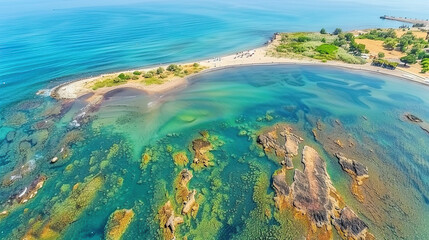 Canvas Print - Aerial view of island in the sea