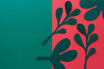 Canvas Print - set of paper leaves on red and green paper