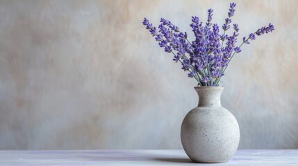 Poster - Minimalist still life with lavender bouquet in a tiny vase