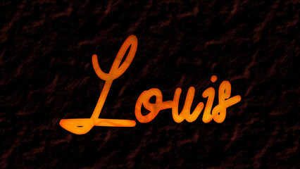 3D fire text effect of name Louis on dark background.