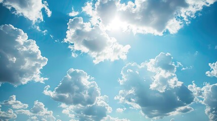 Wall Mural - Ideal background of a partly cloudy blue sky for custom text insertion