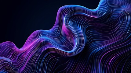 Wall Mural - Abstract background with blue and purple lines flowing and creating a sense of movement